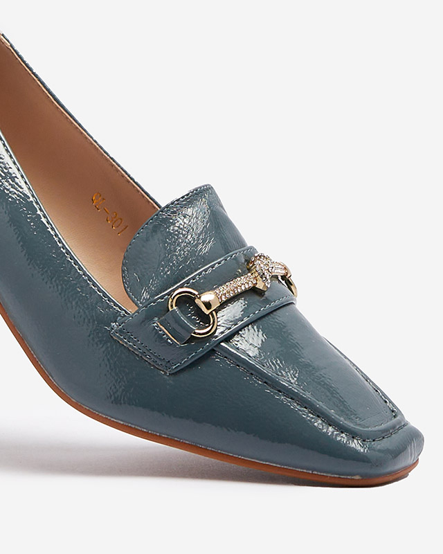 Lakované dámské mokasíny v šedomodré barvě Welmok- Obuv