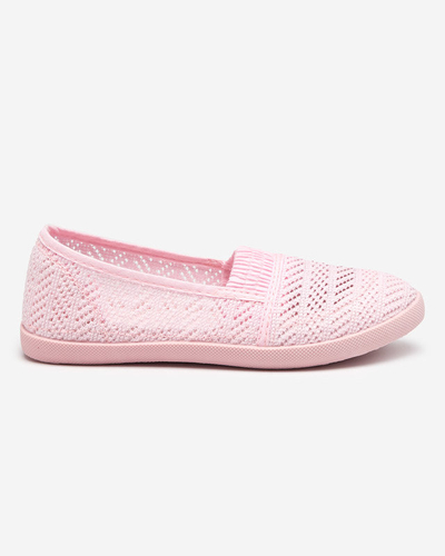 OUTLET Světle růžové dětské slip on tenisky s prolamovaným svrškem Qey-Shoes