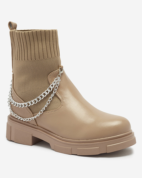 Чоботи жіночі світло-коричневі з верхом a'la sock Foldaf- Footwear