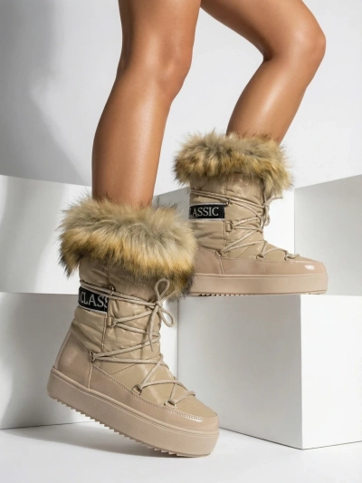 Royalfashion Světle hnědé nazouvací boty a'la snow boots for women Gomllo