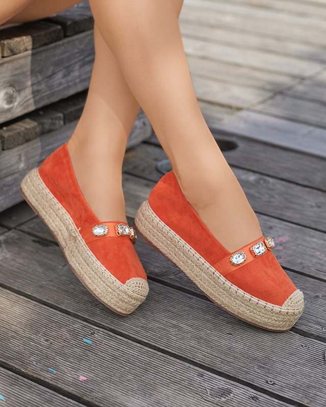 Oranžové dámské espadrilky s krystaly Fenenna - Boty