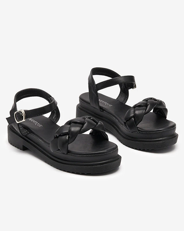 Dámské černé sandály s copánkovým páskem Kafha - Obuv