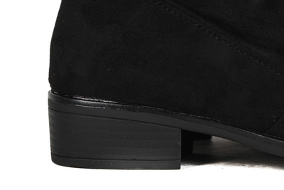 Czarne, zamszowe kozaki - Obuwie