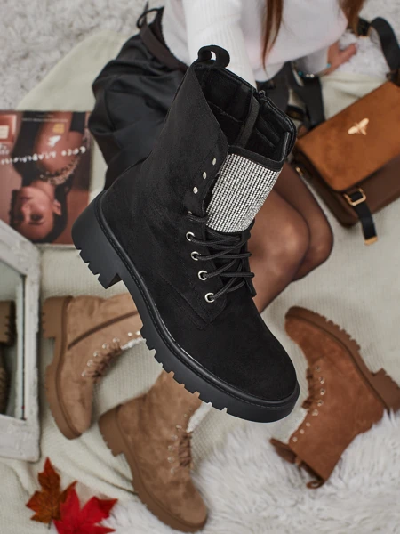 Еко замшеві шнуровані жіночі ботильйони Ferlyne