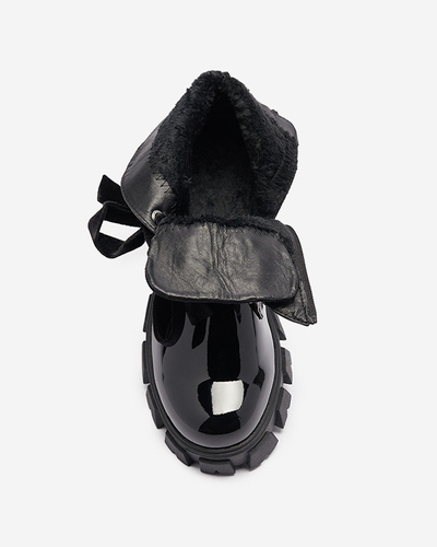 Dámské černé lakované boty Selpo- Footwear