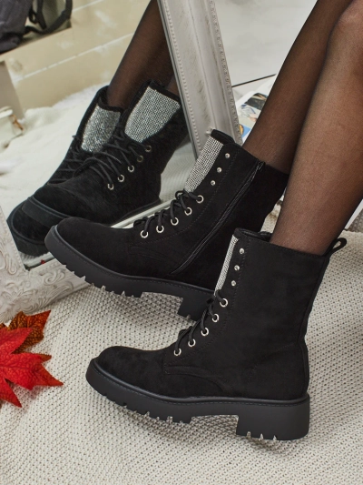 Еко замшеві шнуровані жіночі ботильйони Ferlyne