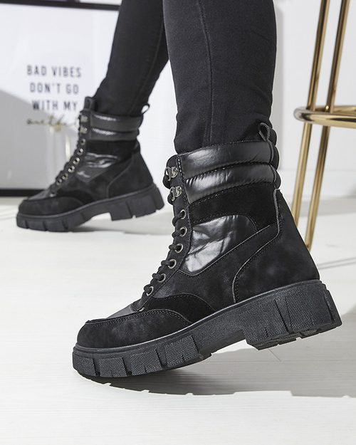 Чорні жіночі утеплені черевики-трапери Kasemi-Footwear