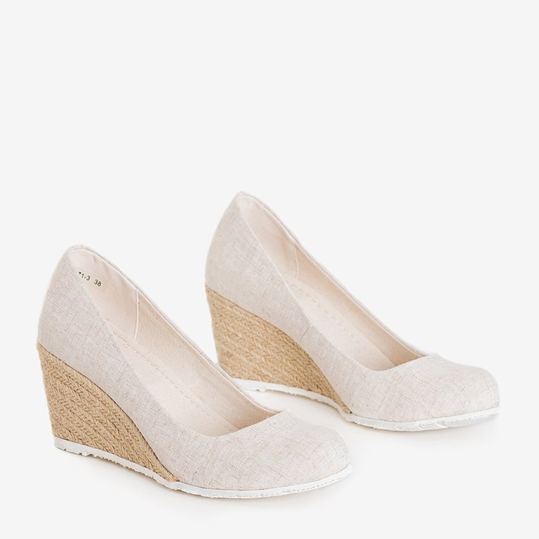 Dámské béžové lodičky v látkových klínech Selma - boty