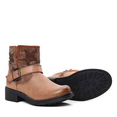 Brązowe workery z gwiazdkami Crystal Snow - Obuwie