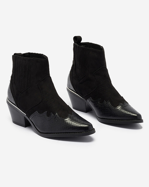 Чорні ковбойки на низькому каблуці Zirras