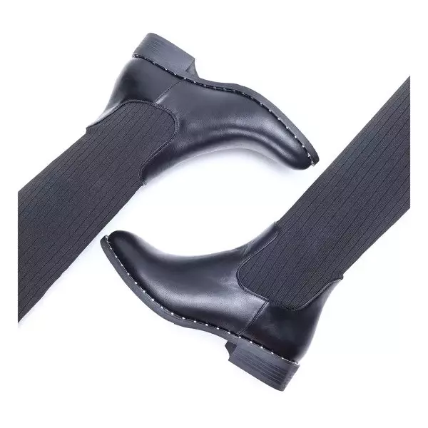 OUTLET Černé kozačky a'la plochá ponožka Salvia- Boty