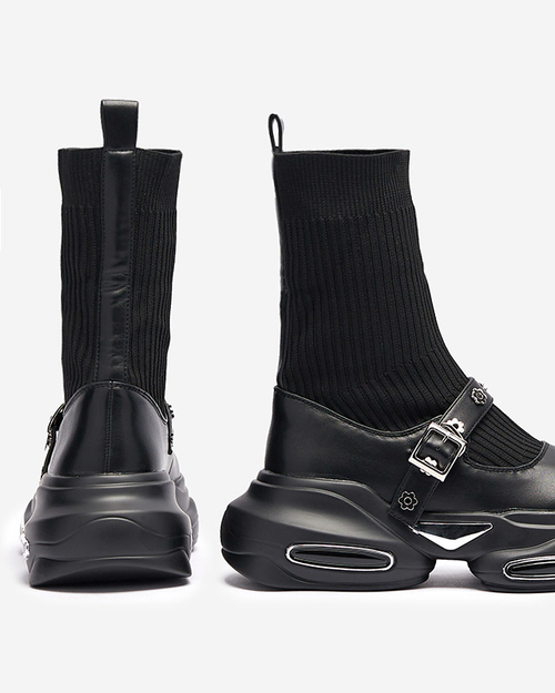 Чорні жіночі спортивні черевики з верхом а'ля носок Folden- Footwear