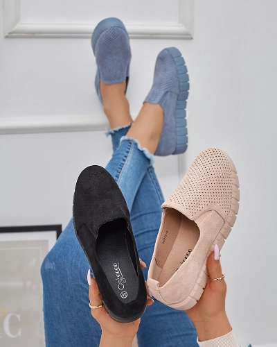 Černé dámské slip on tenisky Openwork Cegeti - Obuv