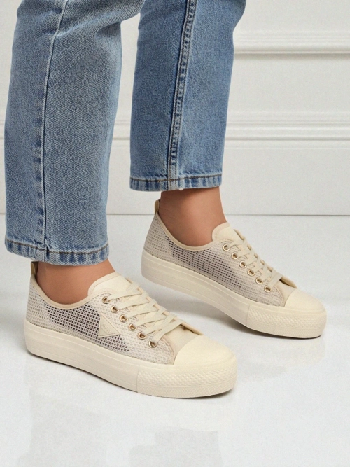 Жіночі бежеві теніски Callista Mesh - плоский каблук, колекція Літо Осінь