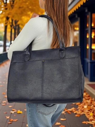 Жіноча сумка Eurydice Premium з блакитної екошкіри 41x31 см