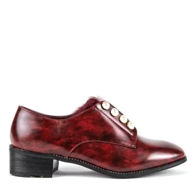 OUTLET Vínové polobotky s perlami Nessi - Obuv