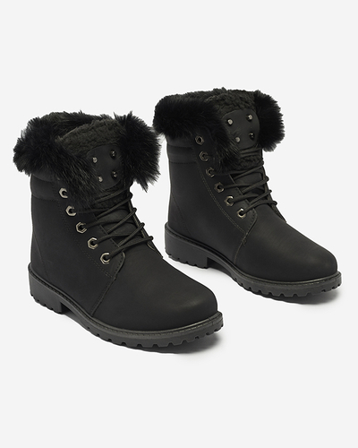 Klasické dámské kozačky a'la trapper v černé barvě Lausa- Footwear