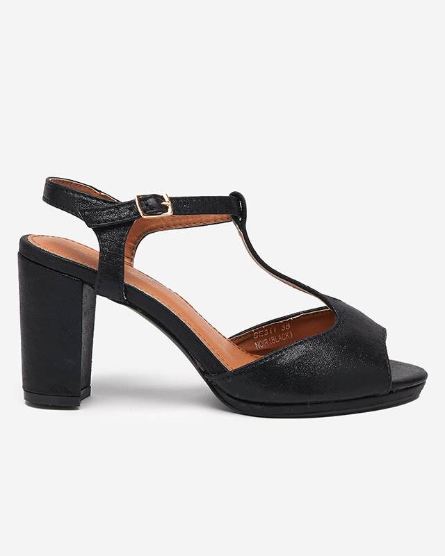 Lesklé černé dámské sandály na sloupku Lonad - Obuv
