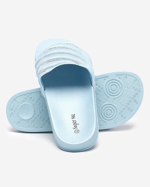 Сині жіночі тапочки з фіанітом Mytaris - Взуття