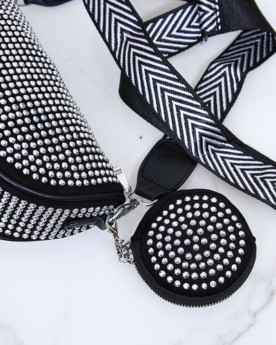 Royalfashion Чорна жіноча сумочка зі сріблястими стразами