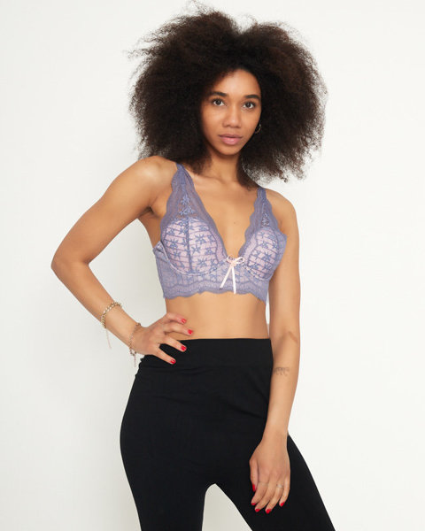 Růžová dámská podprsenka s fialovou krajkou - Spodní prádlo