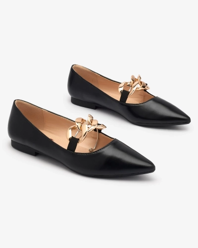 OUTLET Royalfashion Чорні жіночі балетки з загостреним носом Rahha