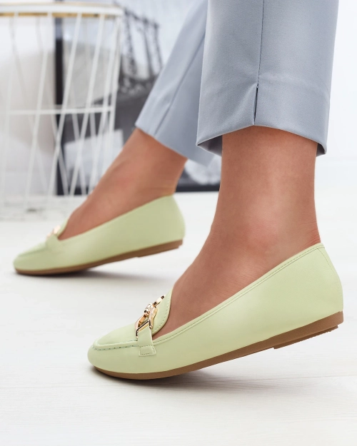 Зелені жіночі мокасини з екошкіри з декором Wiwet-Footwear