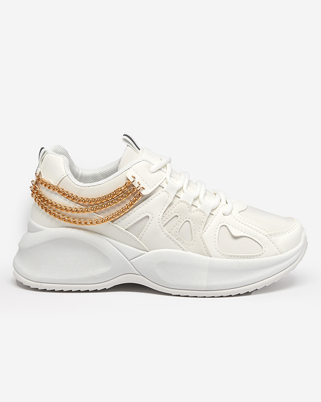 Bílé dámské tenisky se skrytým klínem a řetízkem Kermona - Obuv