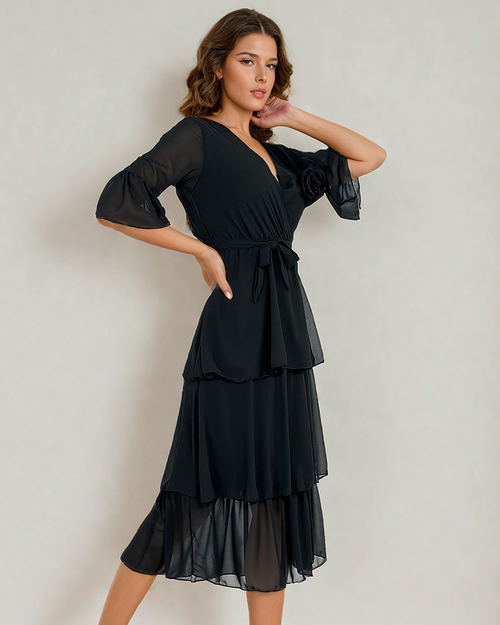 Жіноча сукня міді з рюшами Royalfashion