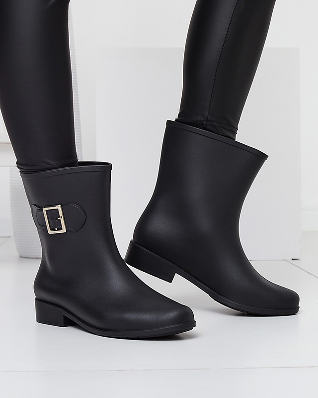 Matné černé dámské holínky do deště s přezkou Safoci - Obuv