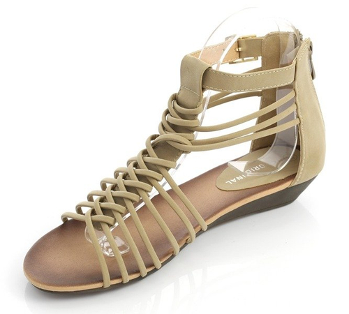 Бежеві босоніжки на низькому каблуці зі штучної шкіри Uasswerra - Взуття