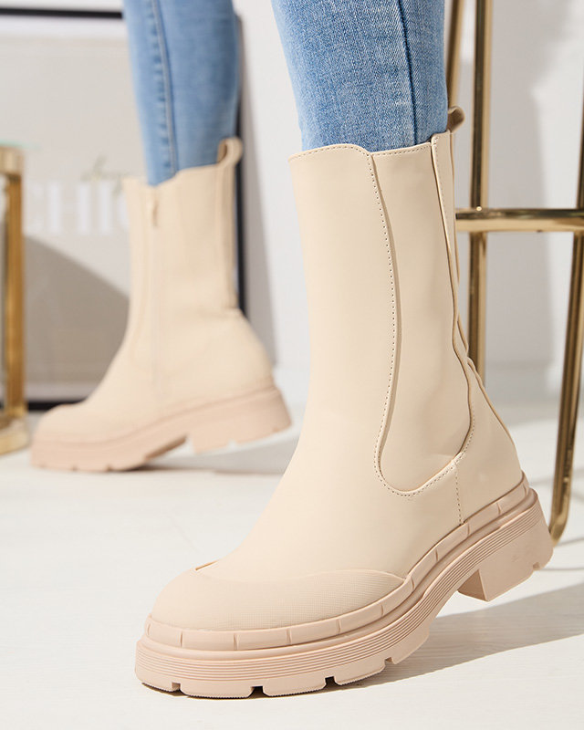 OUTLET Dámské zateplené krémové vysoké kozačky Jori - Obuv