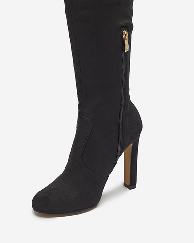 Černé dámské kozačky nad kolena Cenolli- Obuv