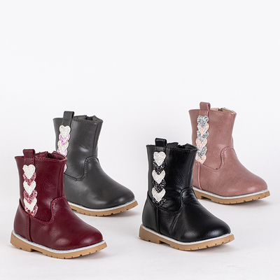 Dívčí šedé kozačky s ozdobným svrškem Nokimi-Shoes