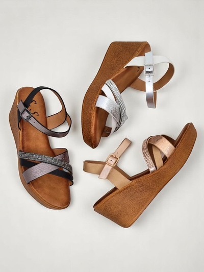 Royalfashion Dámské wedges sandály s kamínky a třpytkami Glittera