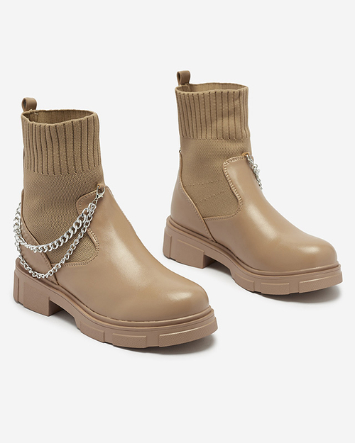 Чоботи жіночі світло-коричневі з верхом a'la sock Foldaf- Footwear