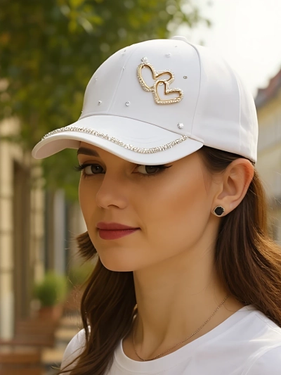 Royalfashion Kšiltovka s kamínky Heart Spark
