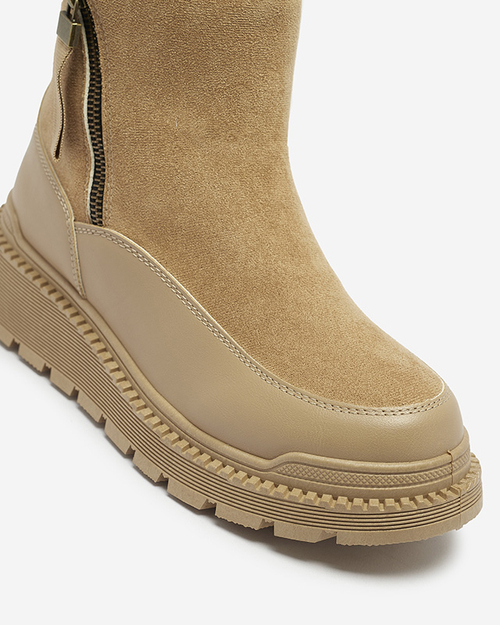 Чоботи жіночі світло-коричневі на плоскому каблуці Mefina- Взуття