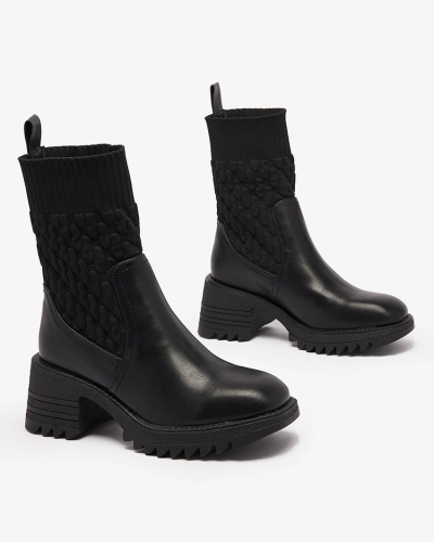 Royalfashion Černé dámské kozačky Acigog na plochém podpatku