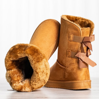 Hnědé sněhové boty mukluki s luky Snowy - Obuv 1