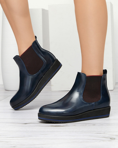 Сині жіночі чобітки на танкетці Stasia