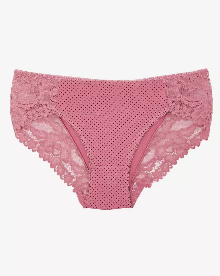 Tmavě růžové dámské kalhotky s puntíkovým potiskem - spodní prádlo