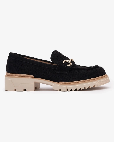 Чорні ажурні жіночі мокасини з ланцюжком Imerila - Взуття