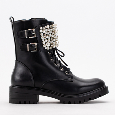 Black Mais Pearl Workery Booties - Obuv