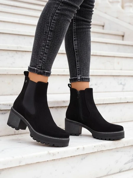 Dámské kotníkové boty Royalfashion Eco-suede na podpatku Segori