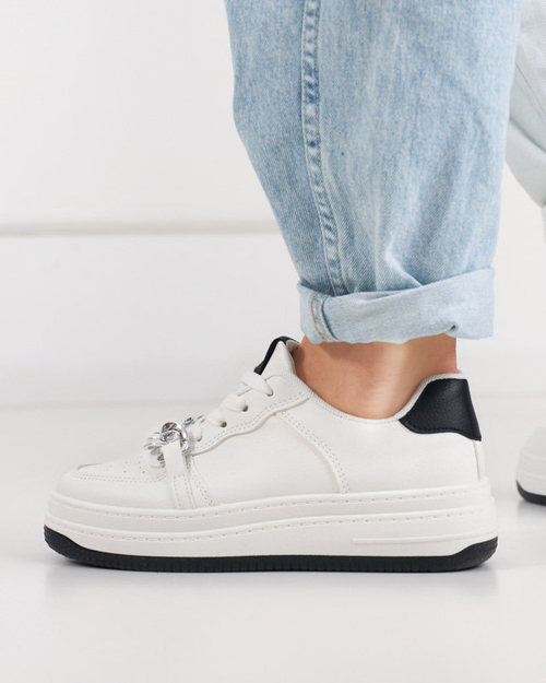 Чорні-білі жіночі кеди з ланцюжком Nevito