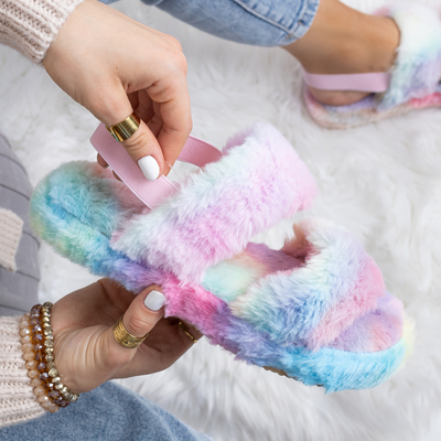 Різнокольорові жіночі хутряні капці Narda