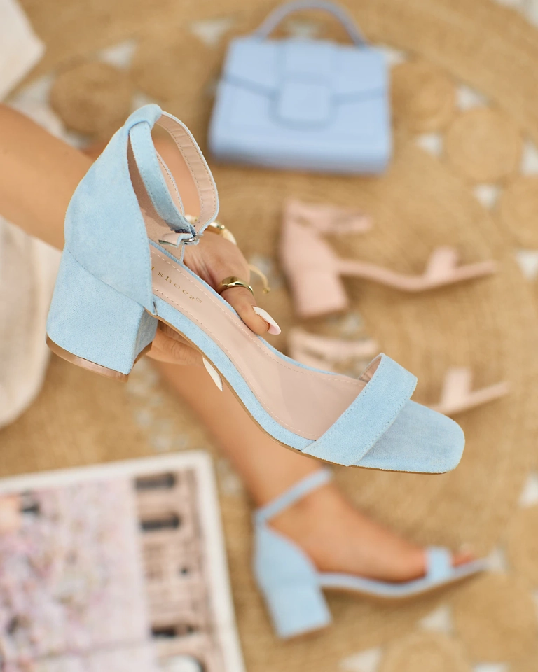 Royalfashion Modré dámské sandály na podpatku Xeteri