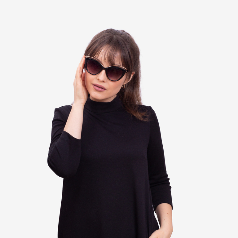 Dámské černé sluneční brýle s kovovým lemem - doplňky