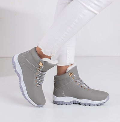 Утеплені еко-шкіряні жіночі черевики сірого кольору Filis - Взуття